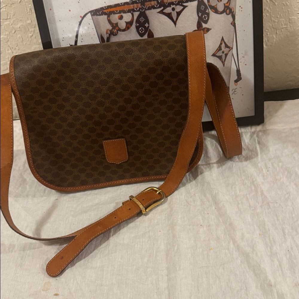 Celine Brown Monogram Crossbody Bag